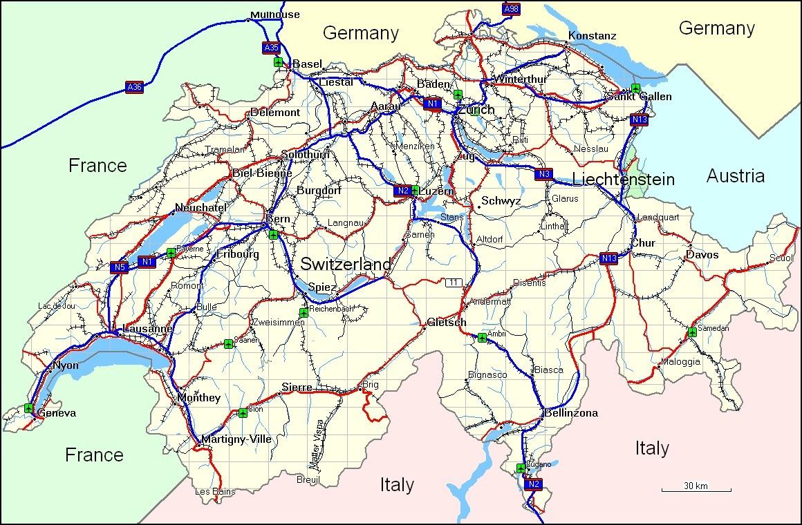 Топографическая карта швейцарии