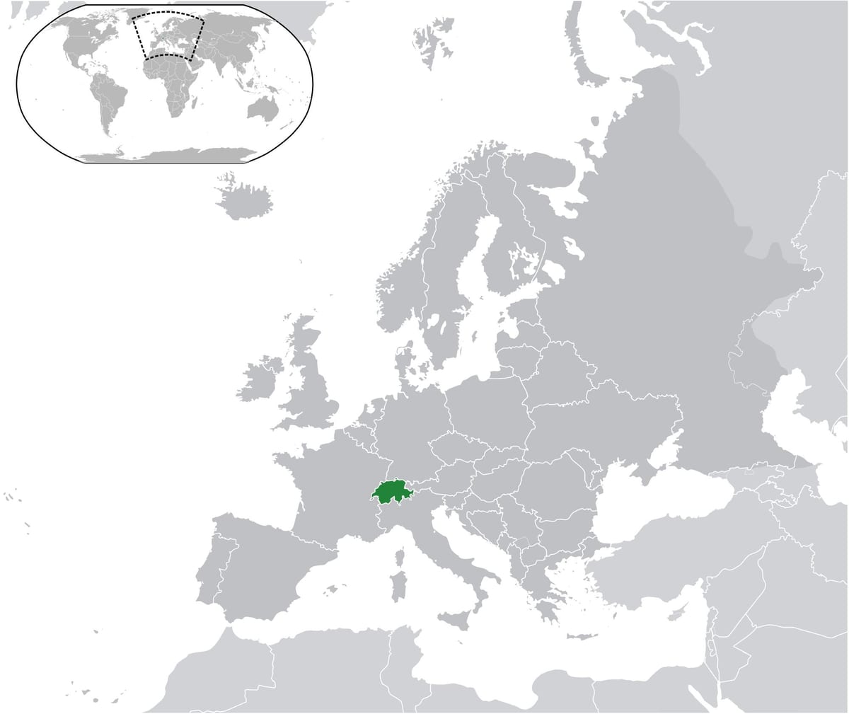 карта мира, показывающая Швейцария