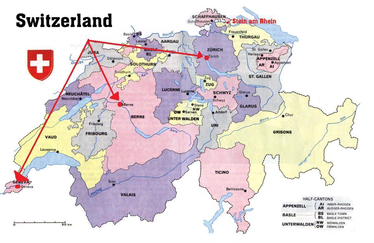 Женева Швейцария карта Европы