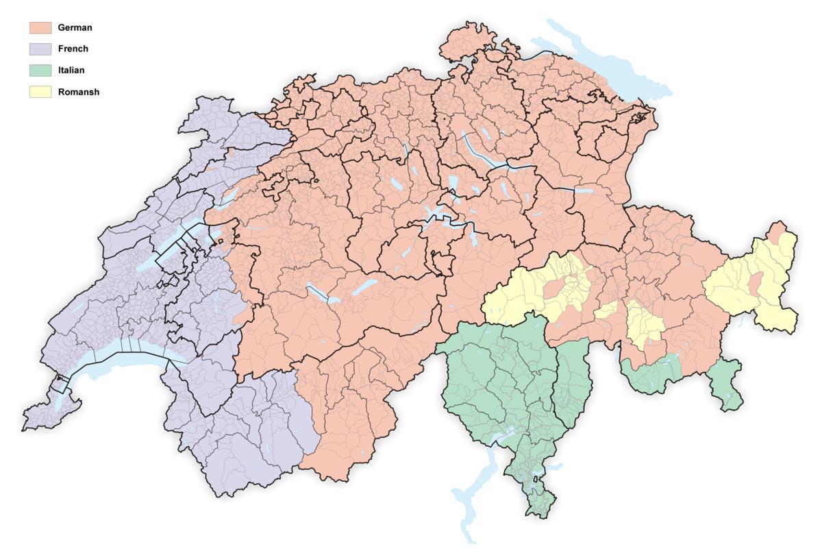карта Швейцарии язык