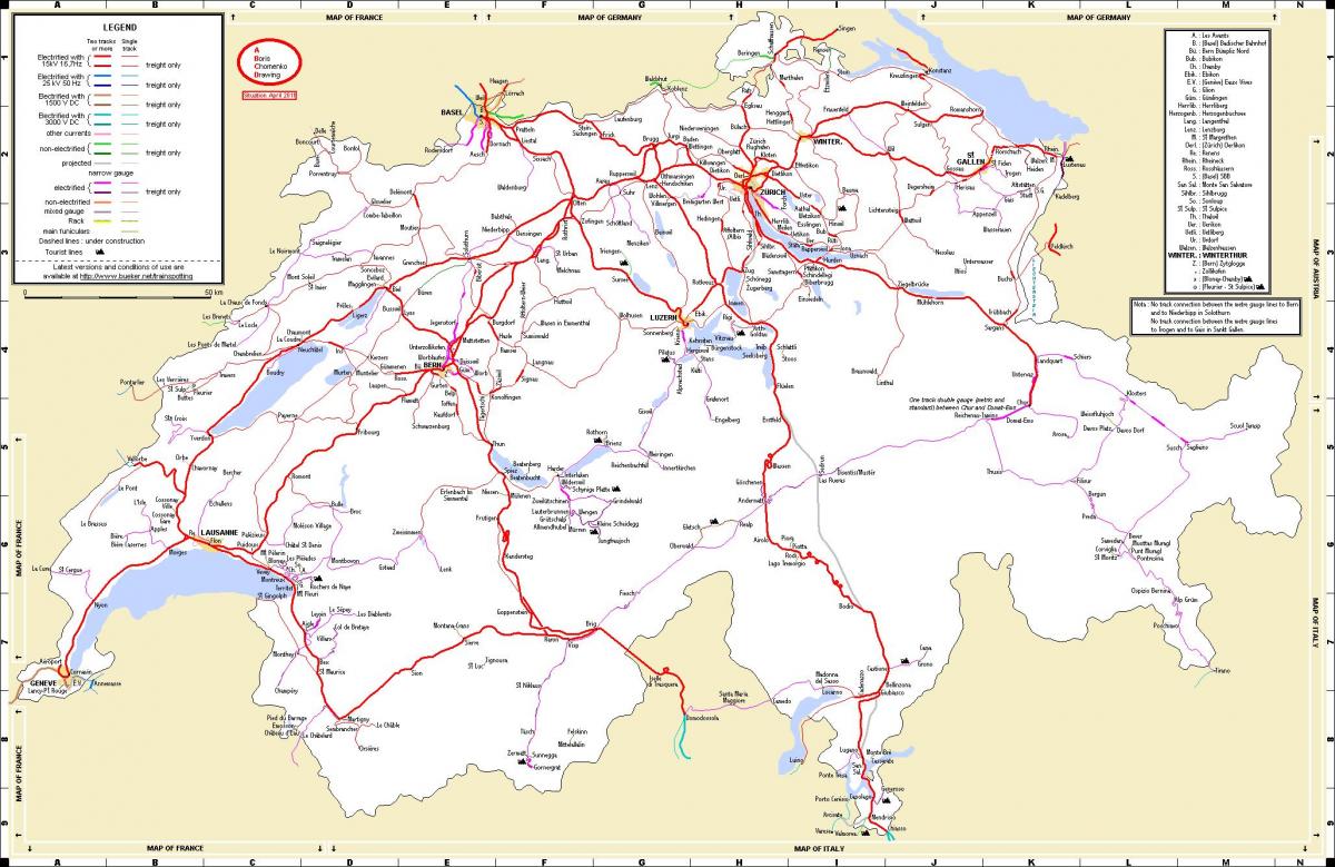 путешествие на поезде в Швейцарию карте