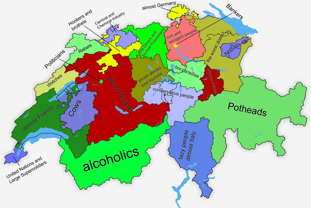 карта Швейцарии кантоне