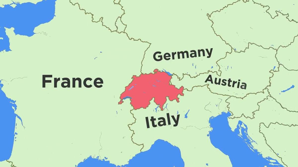 карта Швейцарии и соседних стран