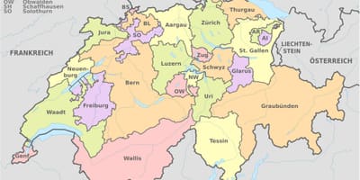 Базель на карте Швейцарии