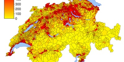 Швейцария карта плотности населения 
