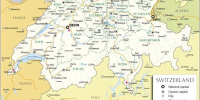 Международные аэропорты Швейцарии на карте