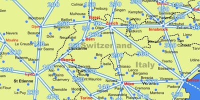 Карта Швейцарии карта с расстояниями
